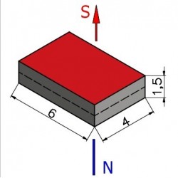 6 x 4 x 1,5 / N38 - Neodymium magnet (NdFeB)