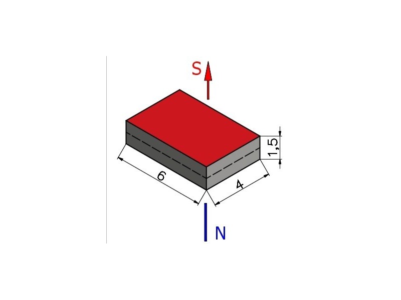 6 x 4 x 1,5 / N38 - Neodymium magnet (NdFeB)