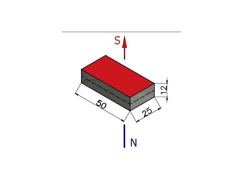 50 x 25 x 12 / N38 - Neodymium magnet (NdFeB)