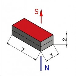 7 x 3 x 2 / N38 - Neodyymimagneetti (NdFeB)