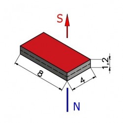8 x 4 x 1,2 / N38 - неодимовий магніт (NdFeB)