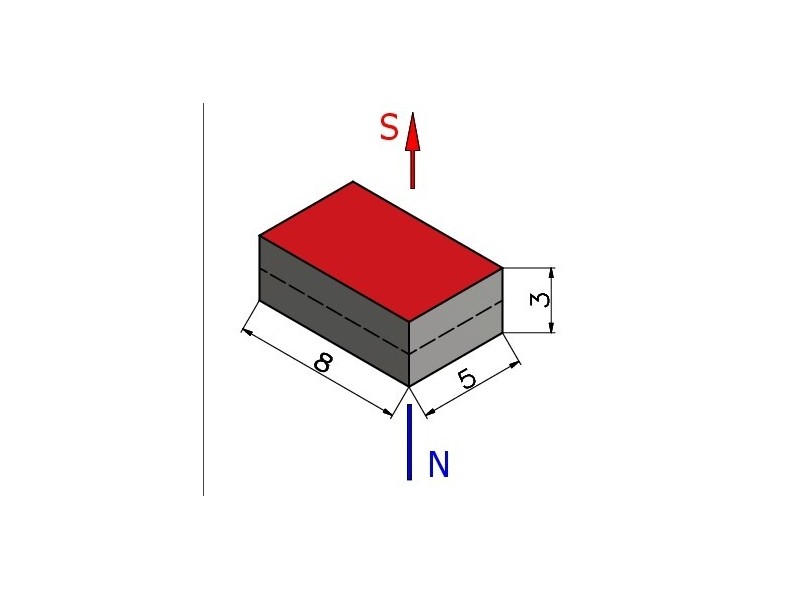 8 x 5 x 3 / N38 - Neodymium magnet (NdFeB)