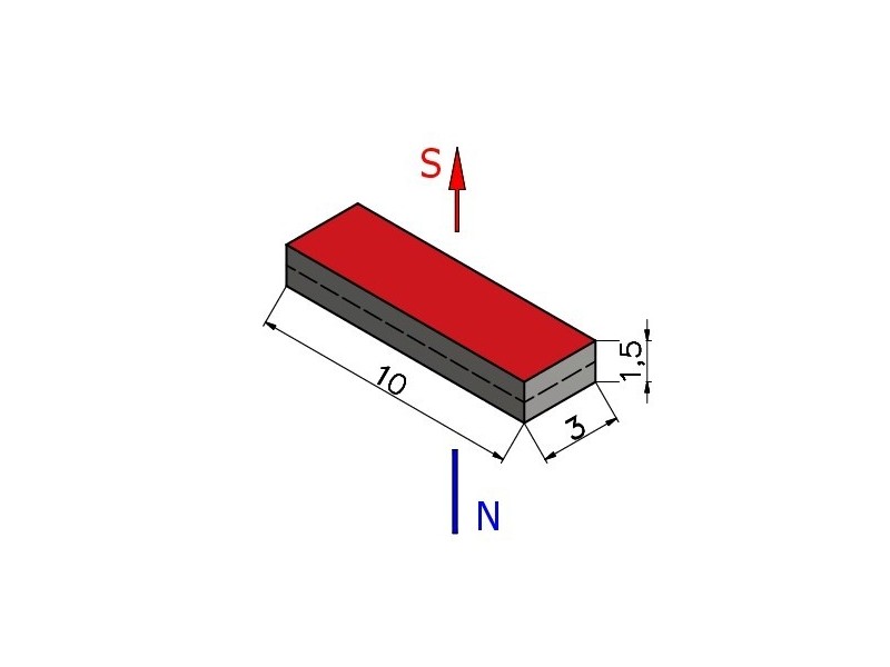 10 x 3 x 1,5 / N38 - Neodimov magnet (NdFeB)