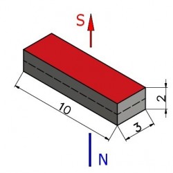 10 x 3 x 2 / N38 - Magnete al neodimio (NdFeB)