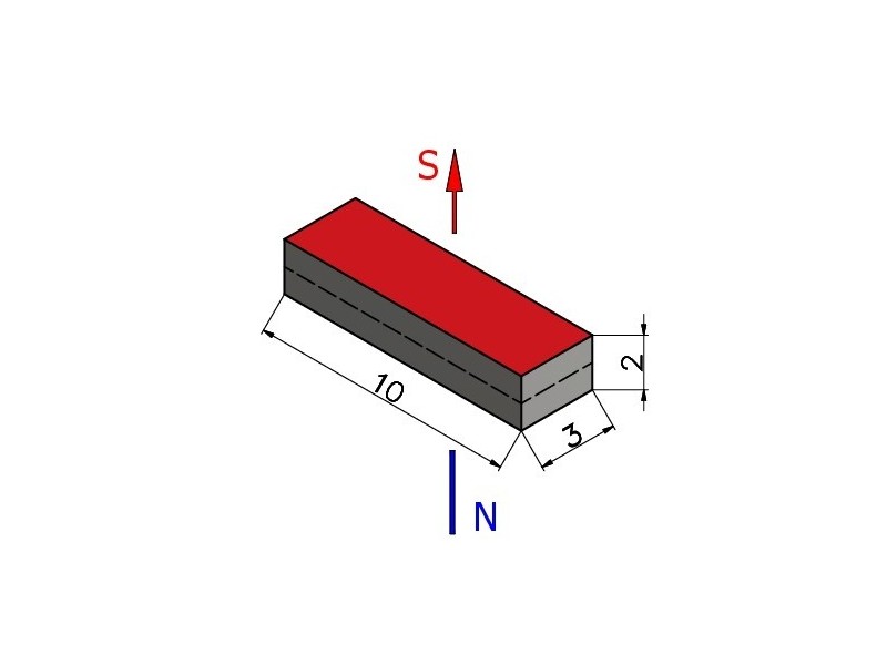 10 x 3 x 2 / N38 - Neodymium magneet (NdFeB)