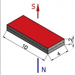 10 X 4 X 1,2 / N38 - Neodymium magnet (NdFeB)