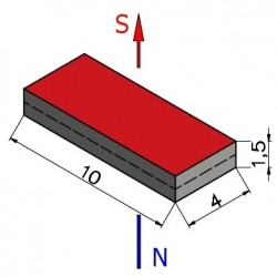 10 x 4 x 1,5 / N42 - Neodymmagnet (NdFeB)