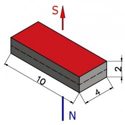 10 x 4 x 2 / N38 - Neodüüm magnet (NdFeB)