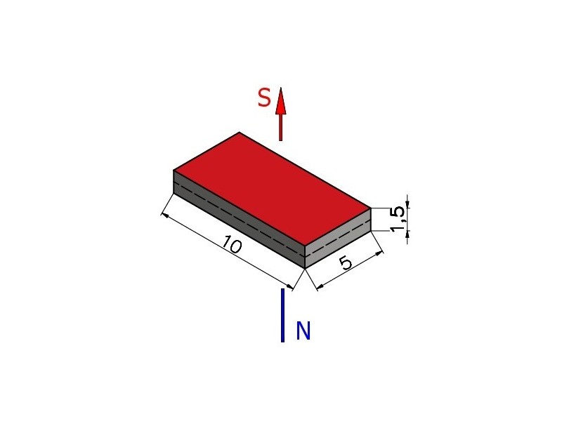 10 x 5 x 1,5 / N38 - Neodymmagnet (NdFeB)
