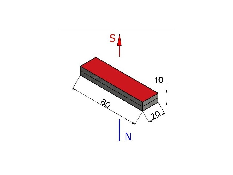 80 x 20 x 10 / N35H - Neodímium mágnes (NdFeB)
