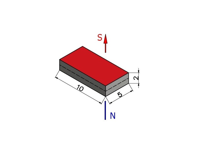 10 x 5 x 2 / N38 - Neodimov magnet (NdFeB)