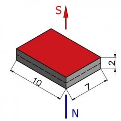 10 x 7 x 2 / N38 - Neodymový magnet (NdFeB)