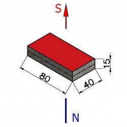80 x 40 x 15 / N38 - Neodyymimagneetti (NdFeB)