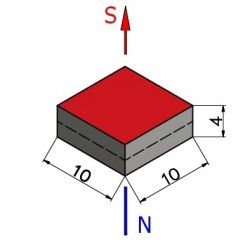 10 x 10 x 4 / N38 - Magnete al neodimio (NdFeB)