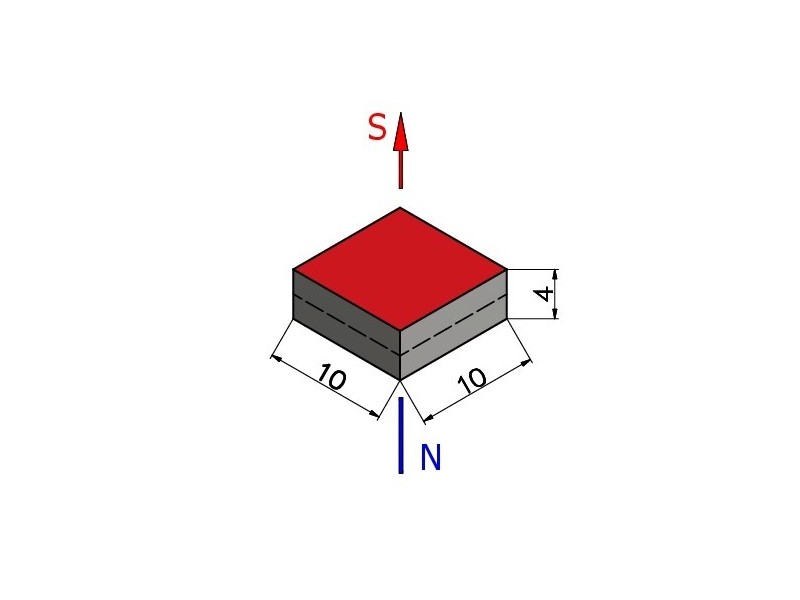 10 x 10 x 4 / N38 - Neodüüm magnet (NdFeB)