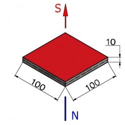 100 x 100 x 10 / N42 - Neodyymimagneetti (NdFeB)