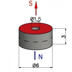 D6 x d1,5 x 3 / N35 - Neodimov magnet (NdFeB)