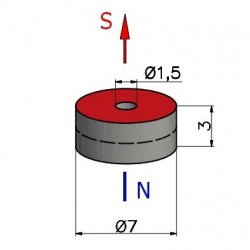 D7 x d1,5 x 3 / N35 - Neodymový magnet (NdFeB)