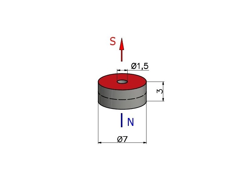 D7 x d1,5 x 3 / N35 - Neodímium mágnes (NdFeB)