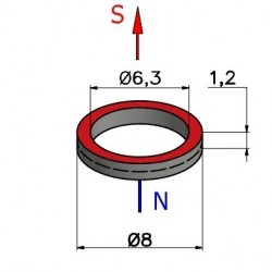 D8 x d6,3 x 1,2 / N35 - Neodymium magnet (NdFeB)