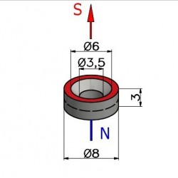 D8 x d6/3,5 x 3 / N35 - Neodymium magnet (NdFeB)