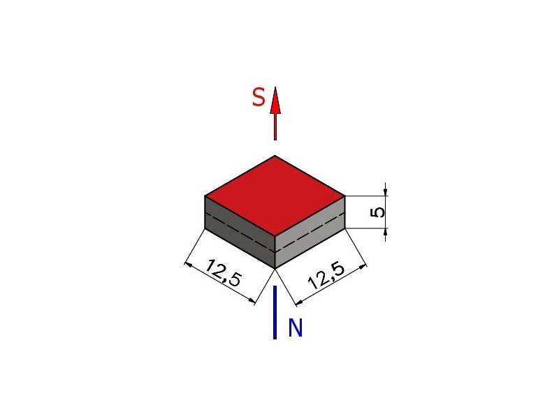 12,5 x 12,5 x 5 / N38 - Neodymium magnet (NdFeB)