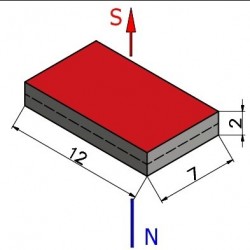 12 x 7 x 2 / N38 - Neodymium magnet (NdFeB)