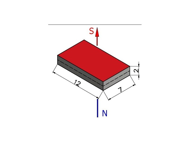 12 x 7 x 2 / N38 - Neodimyum mıknatıs (NdFeB)