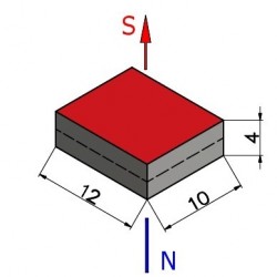 12 x 10 x 4 / N38 - Neodymium magneet (NdFeB)