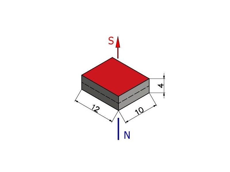 12 x 10 x 4 / N38 - Neodímium mágnes (NdFeB)