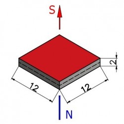 12 x 12 x 2 / N38 - Neodymmagnet (NdFeB)