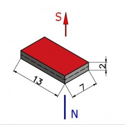 13 x 7 x 2 / N38 - Magnete al neodimio (NdFeB)