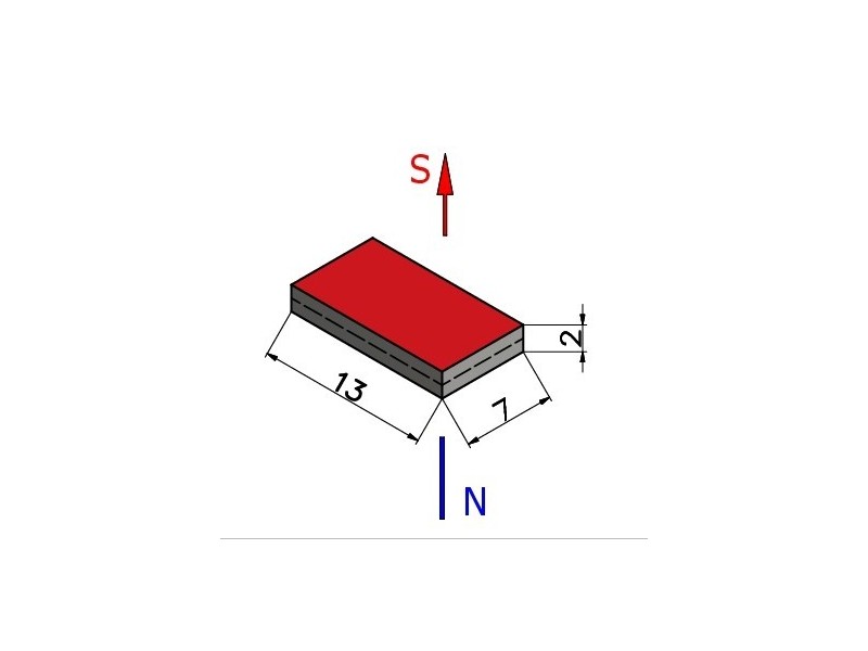 13 x 7 x 2 / N38 - Neodimyum mıknatıs (NdFeB)