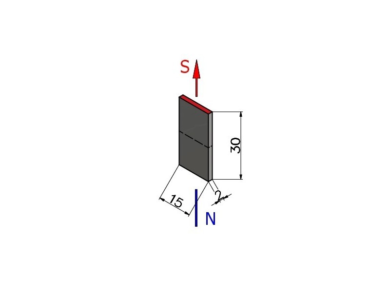 15 x 2 x 30 / N42 - Neodymmagnet (NdFeB)