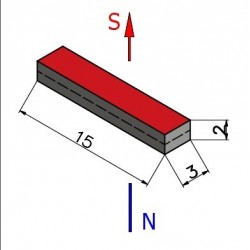 15 x 3 x 2 / N38 - Neodymium magnet (NdFeB)