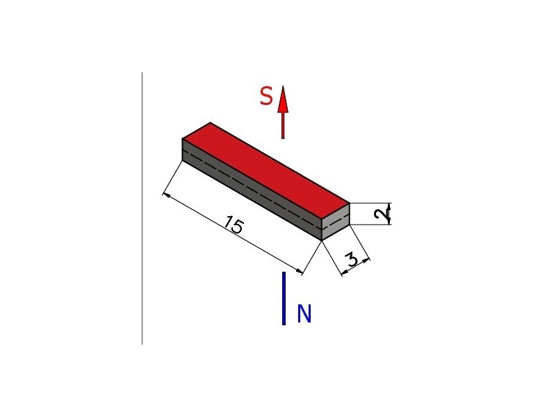 15 x 3 x 2 / N38 - Neodimov magnet (NdFeB)
