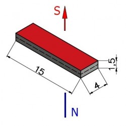 15 x 4 x 1,5 / N38 - Neodymium magnet (NdFeB)