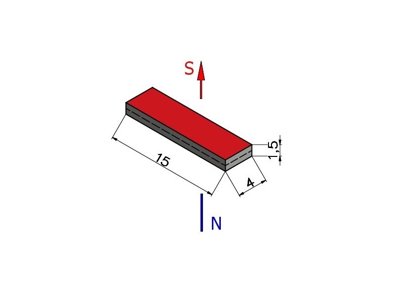 15 x 4 x 1,5 / N38 - Neodimyum mıknatıs (NdFeB)