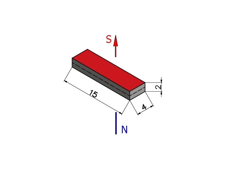 15 x 4 x 2 / N38 - Neodymium magnet (NdFeB)