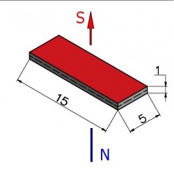 15 x 5 x 1 / N38 - Neodīma magnēts (NdFeB)