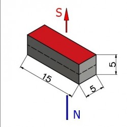 15 x 5 x 5 / N38 - Neodym Magnet (NdFeB)