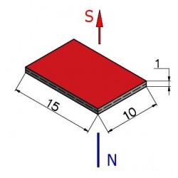15 x 10 x 1 / N38 - Neodīma magnēts (NdFeB)