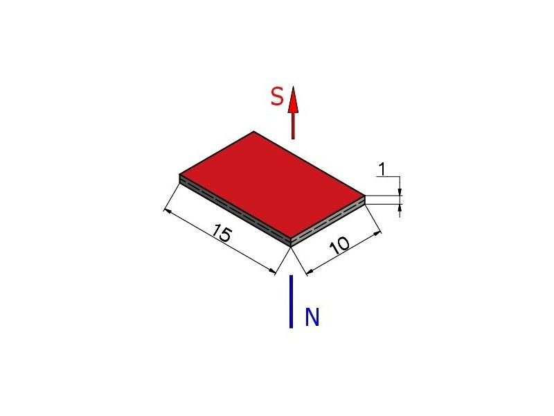 15 x 10 x 1 / N38 - Neodymium magneet (NdFeB)