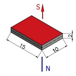 15 x 10 x 2 / N38 - íman de neodímio (NdFeB)