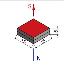 15 x 15 x 5 / N38 - Неодимов магнит (NdFeB)
