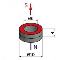 D10 x d6 x 4 / N38 - Aimant en néodyme (NdFeB)
