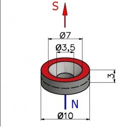 D10 x d7/3,5 x 3 / N35 - Neodymmagnet (NdFeB)