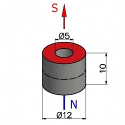 D12 x d5 x 10 / N35 - Neodym Magnet (NdFeB)