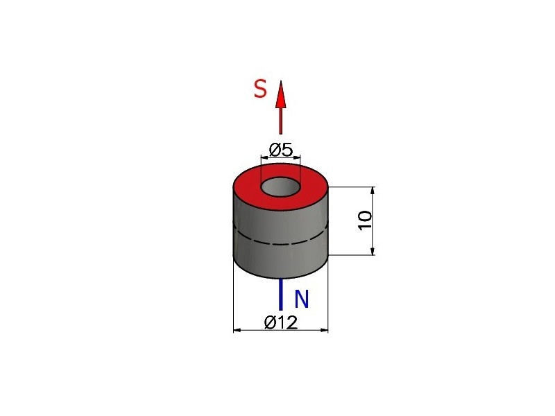 D12 x d5 x 10 / N35 - Magnete al neodimio (NdFeB)