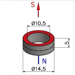 D14,5 x d10,5 x 5 / N38 - Neodym Magnet (NdFeB)